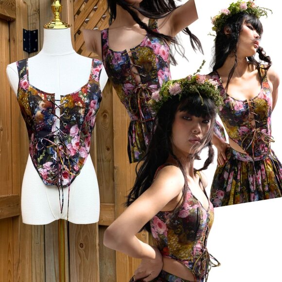 🆕 SELKIE 🧿 NWOT Genevieve Duchess Corset, Still Life Portrait - Sz M - Picture 1 of 16